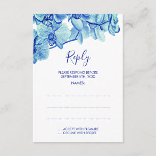 Radiant Blue Orchids Wedding Repair Cards RSVP Karte