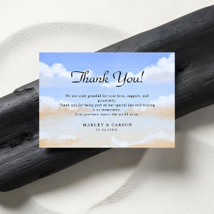 Radiant Blue Sky Summer Beach Wedding Dankeskarte