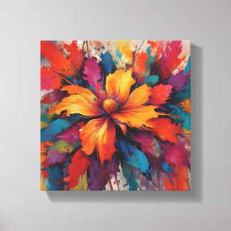 Radiant Burst of Orange Floral Energy Leinwanddruck