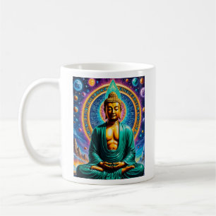 Radiant Cosmic Buddha Universe T Shirt Design Kaffeetasse