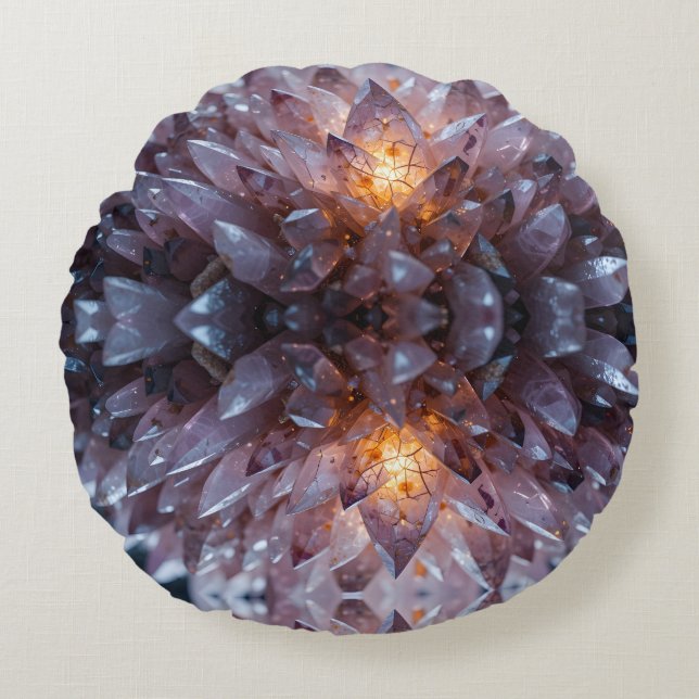 Radiant Crystal Heart Rundes Kissen (Vorderseite)