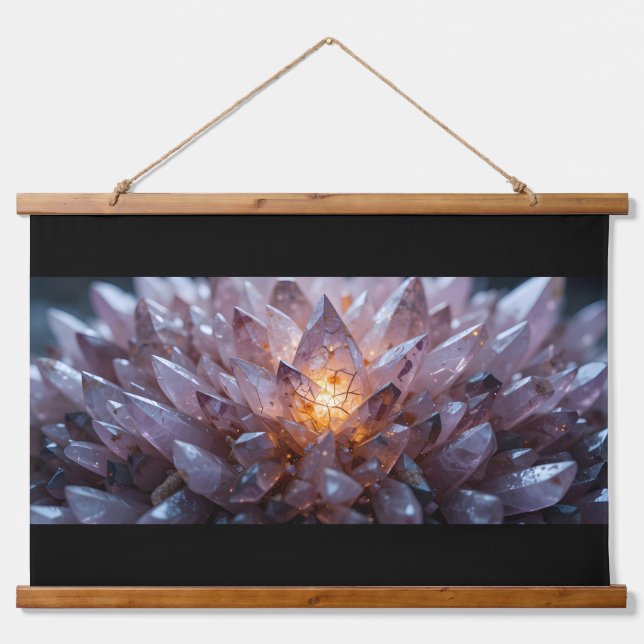 Radiant Crystal Heart Wandteppich Mit Holzrahmen (Vorne)