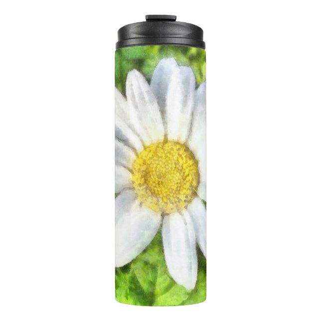 Radiant Daisy Watercolor Thermosbecher (Vorderseite)