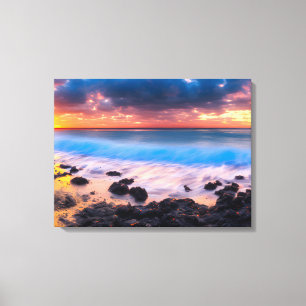 Radiant Dawn: Majestic Sunrise am Strand Leinwanddruck