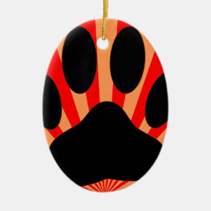 Radiant Dog Paw Print Keramik Ornament