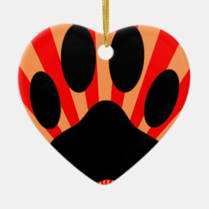 Radiant Dog Paw Print Keramik Ornament
