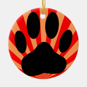 Radiant Dog Paw Print Keramikornament