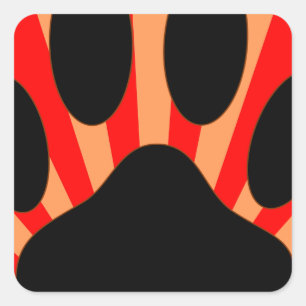 Radiant Dog Paw Print Quadratischer Aufkleber