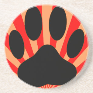 Radiant Dog Paw Print Sandstein Untersetzer