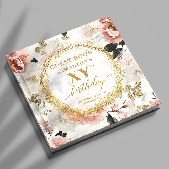 Radiant Dusty Pink Gold Floral Birthday Gästebuch (Radiant Dusty Pink Gold Floral Birthday Guest Book

)