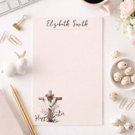 Radiant Easter Cross with Floral Accents Briefpapier