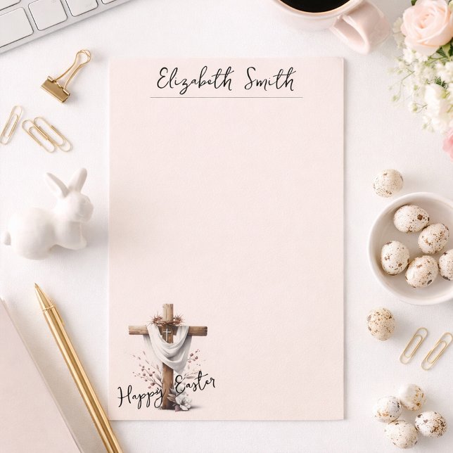 Radiant Easter Cross with Floral Accents Briefpapier (Von Creator hochgeladen)