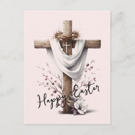 Radiant Easter Cross with Floral Accents Feiertagspostkarte