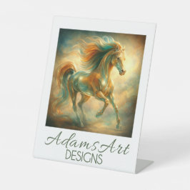Radiant Emerald Flame Horse – Elegant Fantasy Sockelschild