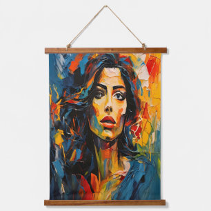 Radiant Expressionist Portrait Art Wandteppich Mit Holzrahmen