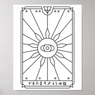 Radiant Eye-Karte mit geometrischem Rahmen und Sym Poster