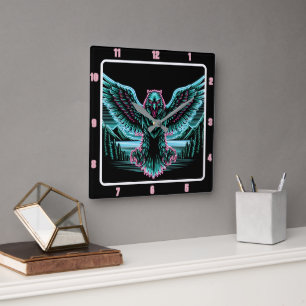 Radiant Falcon Glow Timepiece Quadratische Wanduhr