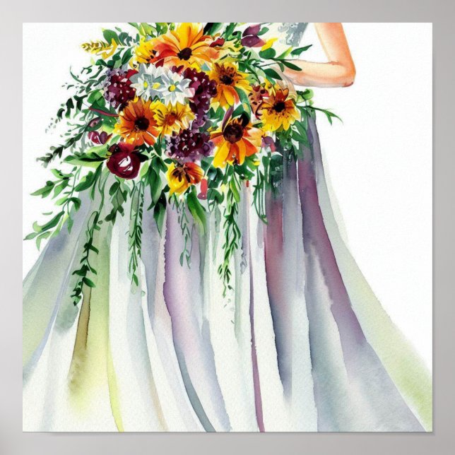 Radiant Fall, Bridal Cascading Bouquet 1, Poster (Vorne)