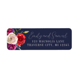 Radiant Floral Navy Blue Burgundy Red Address