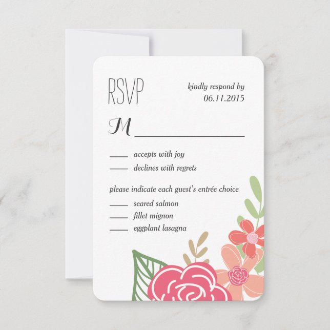 Radiant Florals Wedding Response / RSVP Cards Karte (Vorderseite)