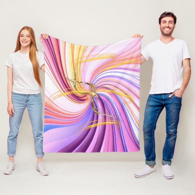 Radiant Gold Swirl Fleece Blanket – Abstract Flow  (Beispiel)