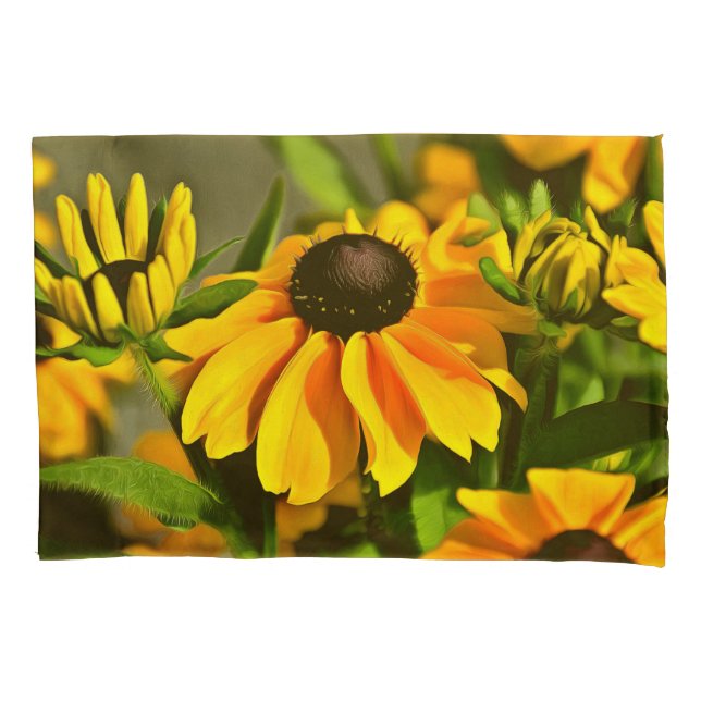 Radiant Golden Black Mit Augen Susan Rudbeckias Kissenbezug (Vorderseite)