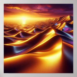 Radiant Golden Mirage Desert Horizon Glow Poster