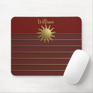 Radiant Golden Sun auf Red Mousepad