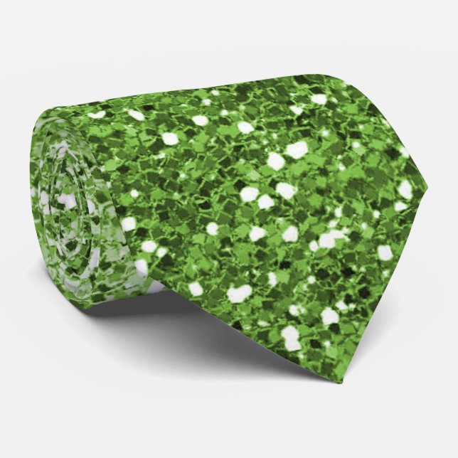 Radiant Green Glitzer Zeitgenössische Männer-Neck- Krawatte (Gerollt)