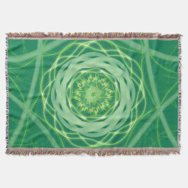 Radiant Green Spirograph Mandala Decke (Vorderseite)