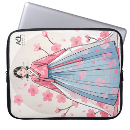 Radiant Hanbok Frau verziert mit Cherry Bloss Laptopschutzhülle