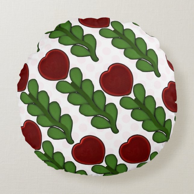  Radiant Heart Flower Botanical  Rundes Kissen (Vorderseite)