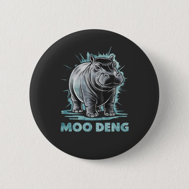 Radiant Hippo Moo Deng Button (Vorderseite)