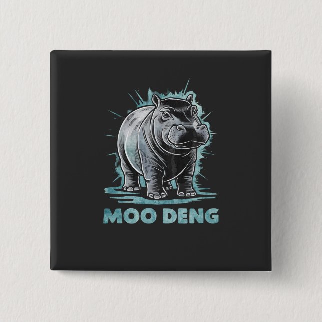 Radiant Hippo Moo Deng Button (Vorderseite)