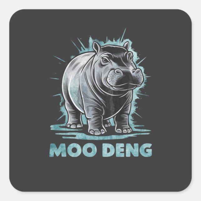 Radiant Hippo Moo Deng Quadratischer Aufkleber (Vorderseite)