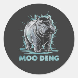Radiant Hippo Moo Deng Runder Aufkleber