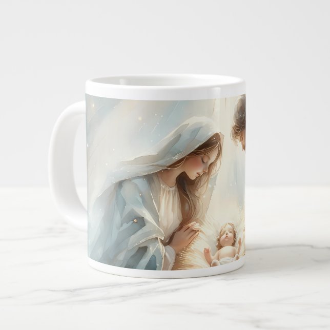 Radiant Holy Family Nativity Scene Jumbo-Tasse (Vorderseite Links)