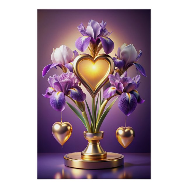 Radiant Iris Blossom 3D Render von Neskie D Poster (Vorderseite)