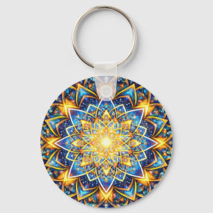 Radiant Kaleidoscope Mandala – Color Harmony gold Schlüsselanhänger