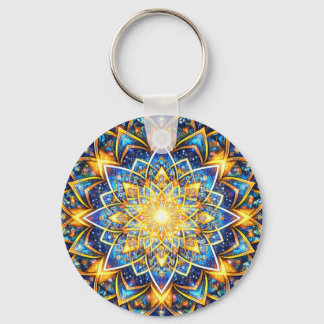 Radiant Kaleidoscope Mandala – Color Harmony gold Schlüsselanhänger