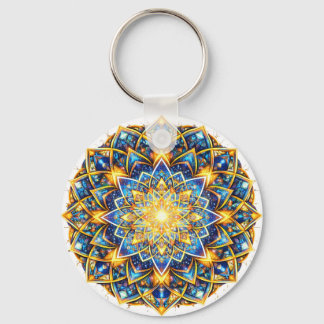 Radiant Kaleidoscope Mandala – Color Harmony gold Schlüsselanhänger