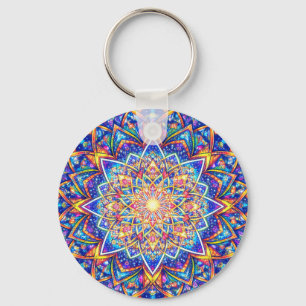 Radiant Kaleidoscope Mandala – Color Harmony Keych Schlüsselanhänger