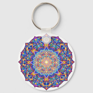 Radiant Kaleidoscope Mandala – Color Harmony Schlüsselanhänger