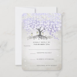 Radiant Lavender Heart Leaf Wedding RSVP