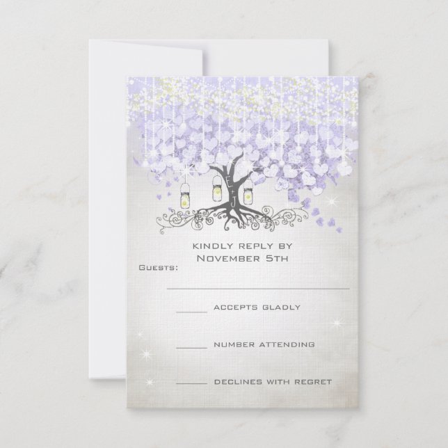 Radiant Lavender Heart Leaf Wedding RSVP (Vorderseite)