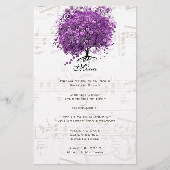 Radiant Lila Heart Leaf Tree Wedding (Vorderseite)