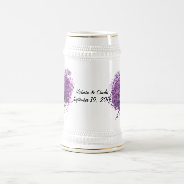 Radiant Lila Heart Leaf Tree Wedding Bierglas (Mittel)