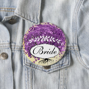 Radiant Lila Heart Leaf Tree Wedding Button