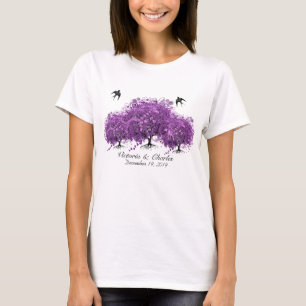 Radiant Lila Heart Leaf Tree Wedding T-Shirt