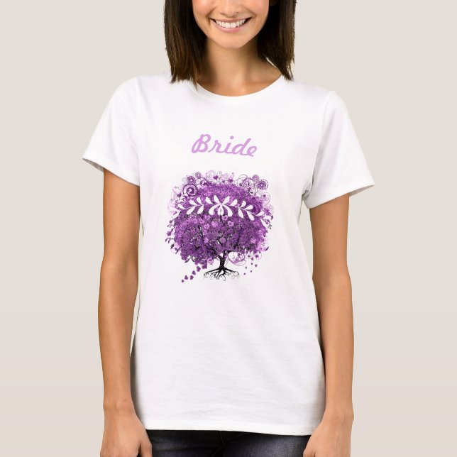 Radiant Lila Heart Leaf Tree Wedding T-Shirt (Vorderseite)